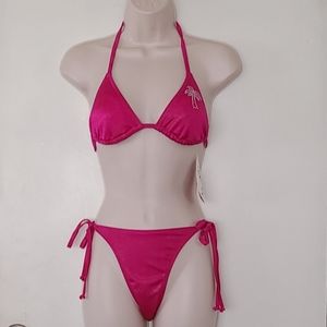 Hot Pink Palm Tree String Bikini